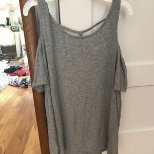 Medium Gray Cold Shoulder Top - Women's